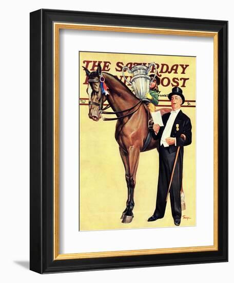 "Big Trophy, Little Girl," Saturday Evening Post Cover, November 9, 1940-Mariam Troop-Framed Giclee Print