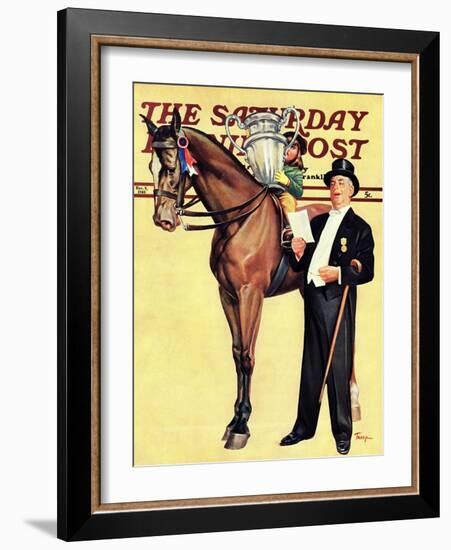 "Big Trophy, Little Girl," Saturday Evening Post Cover, November 9, 1940-Mariam Troop-Framed Giclee Print