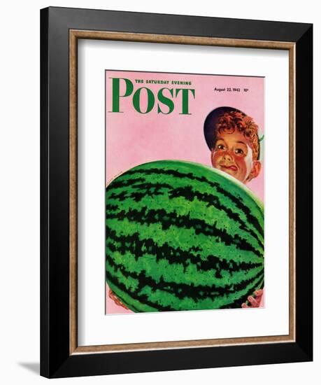 "Big Watermelon," Saturday Evening Post Cover, August 22, 1942-Charles Kaiser-Framed Giclee Print