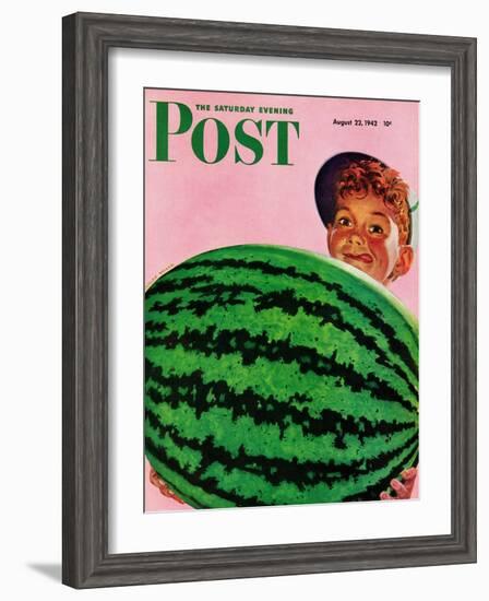 "Big Watermelon," Saturday Evening Post Cover, August 22, 1942-Charles Kaiser-Framed Giclee Print