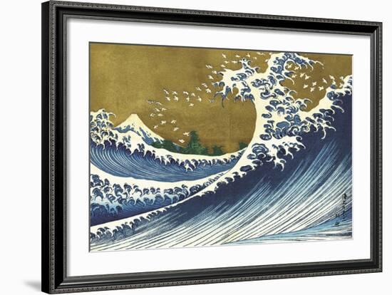 Big Wave (from 100 views of Mt. Fuji)-Katsushika Hokusai-Framed Art Print