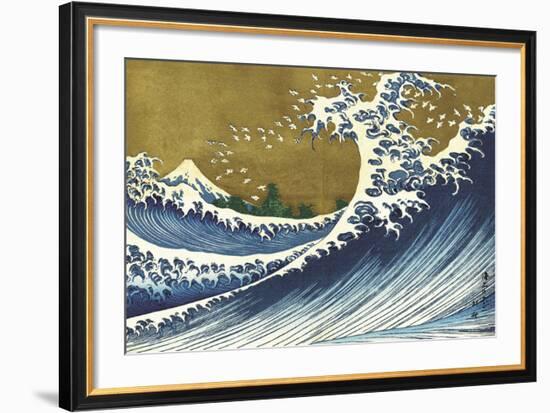 Big Wave (from 100 views of Mt. Fuji)-Katsushika Hokusai-Framed Art Print