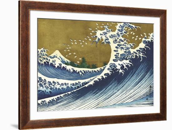 Big Wave (from 100 views of Mt. Fuji)-Katsushika Hokusai-Framed Art Print