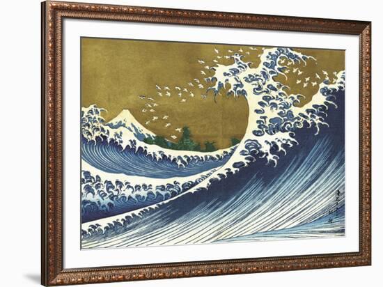 Big Wave (from 100 views of Mt. Fuji)-Katsushika Hokusai-Framed Art Print