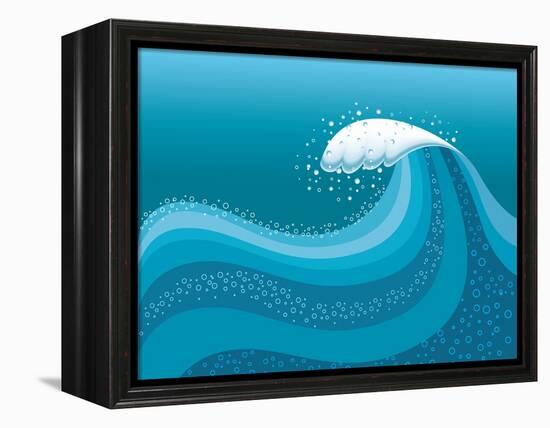 Big Wave In Ocean.Water Background-GeraKTV-Framed Stretched Canvas