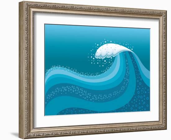 Big Wave In Ocean.Water Background-GeraKTV-Framed Art Print