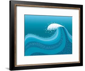 Big Wave In Ocean.Water Background-GeraKTV-Framed Art Print