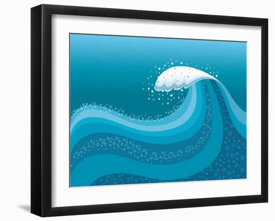 Big Wave In Ocean.Water Background-GeraKTV-Framed Art Print