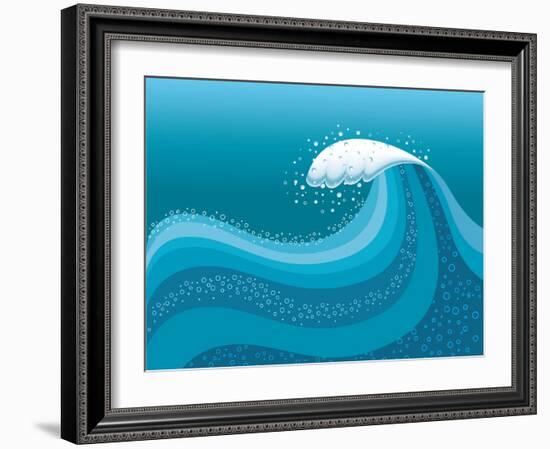 Big Wave In Ocean.Water Background-GeraKTV-Framed Art Print