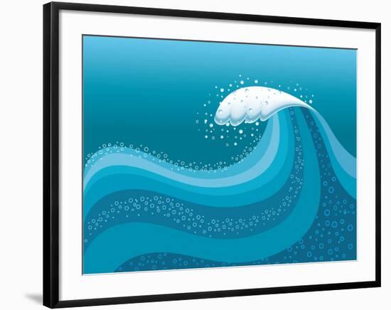 Big Wave In Ocean.Water Background-GeraKTV-Framed Art Print