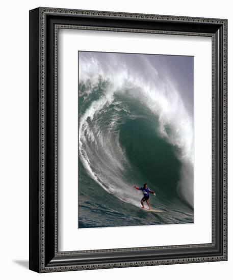 Big Wave Surfing, Waimea Bay, Hawaii-Ronen Zilberman-Framed Premium Photographic Print