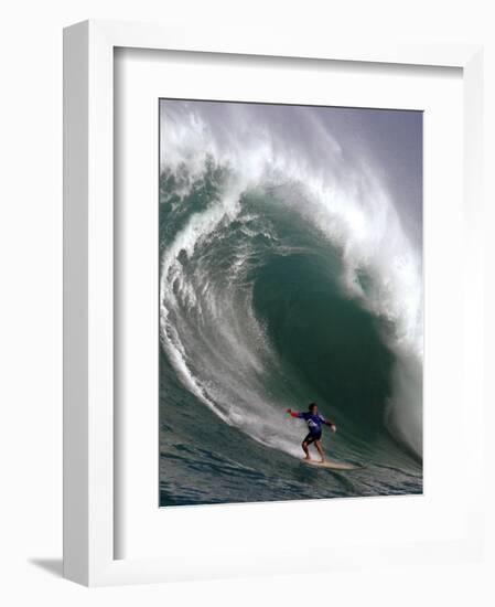 Big Wave Surfing, Waimea Bay, Hawaii-Ronen Zilberman-Framed Photographic Print