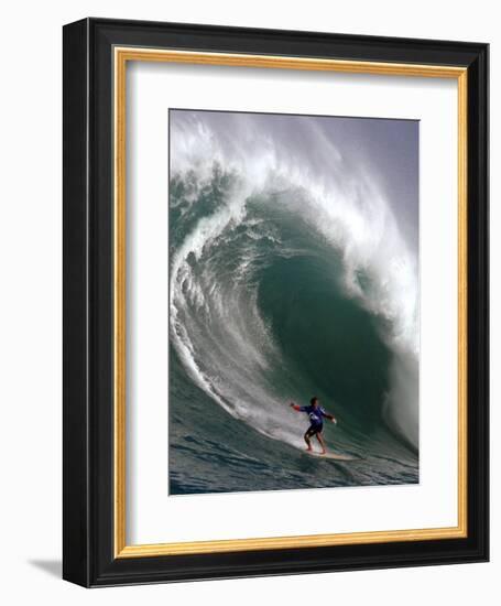 Big Wave Surfing, Waimea Bay, Hawaii-Ronen Zilberman-Framed Photographic Print