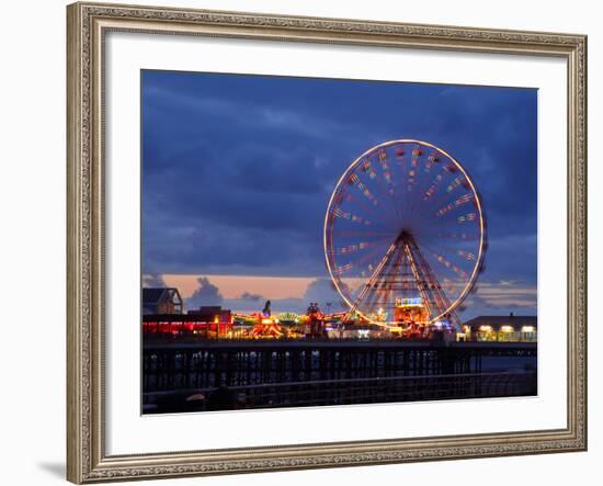 Big Wheel and Funfair on Central Pier Lit at Dusk, England-Rosemary Calvert-Framed Photographic Print