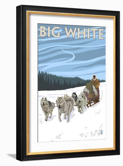 Big White - Dog Sled Scene-Lantern Press-Framed Art Print