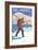 Big White - Skier Carrying-Lantern Press-Framed Art Print