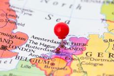 Red Pushpin On Map Of Netherlands-Bigandt_Photography-Mounted Art Print