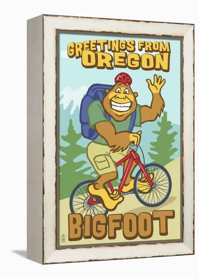 Bigfoot Bicyle in Oregon-Lantern Press-Framed Stretched Canvas