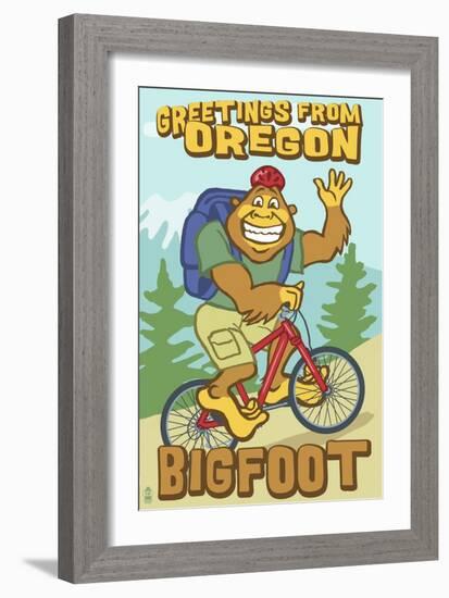 Bigfoot Bicyle in Oregon-Lantern Press-Framed Art Print