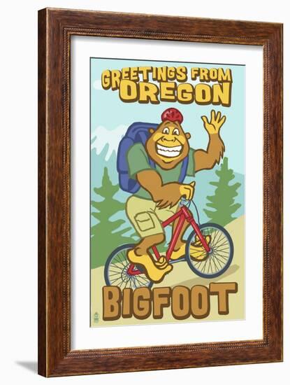 Bigfoot Bicyle in Oregon-Lantern Press-Framed Art Print