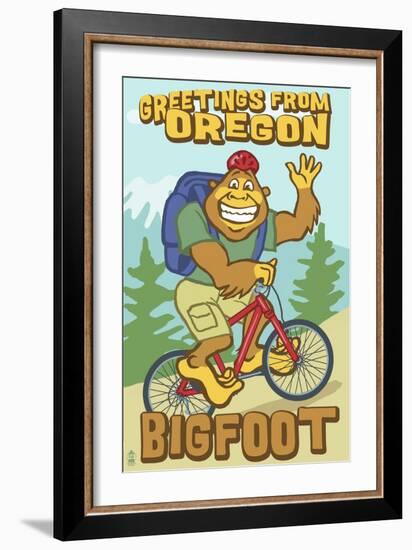 Bigfoot Bicyle in Oregon-Lantern Press-Framed Art Print