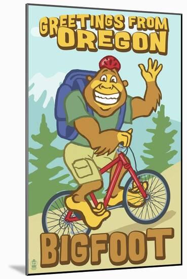 Bigfoot Bicyle in Oregon-Lantern Press-Mounted Art Print