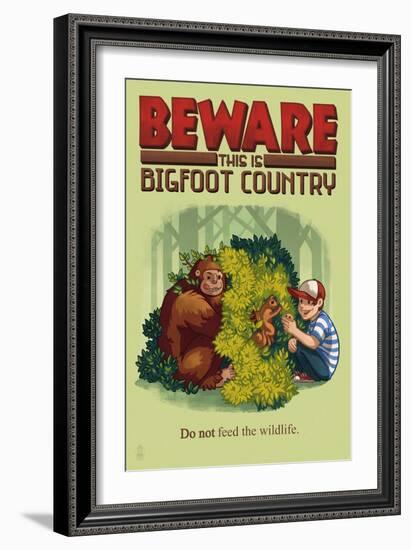 Bigfoot Country - Do Not Feed the Wildlife-Lantern Press-Framed Art Print