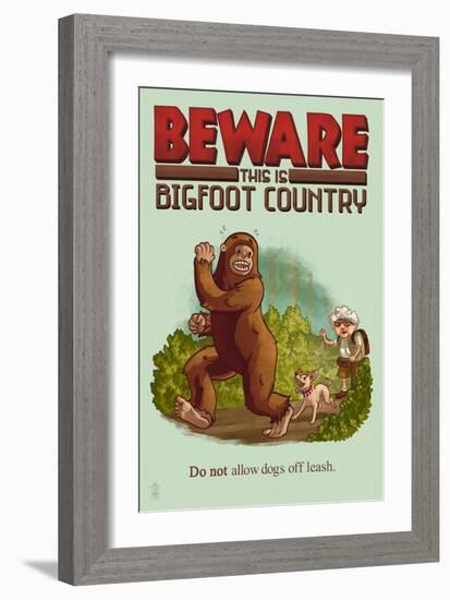 Bigfoot Country - No Dogs Off Leash-Lantern Press-Framed Art Print