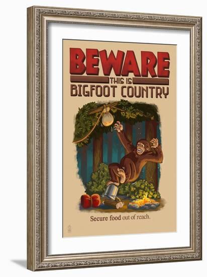 Bigfoot Country - Secure Food Out of Reach-Lantern Press-Framed Art Print