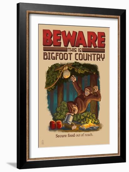 Bigfoot Country - Secure Food Out of Reach-Lantern Press-Framed Art Print