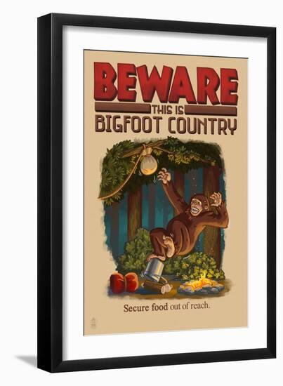 Bigfoot Country - Secure Food Out of Reach-Lantern Press-Framed Art Print