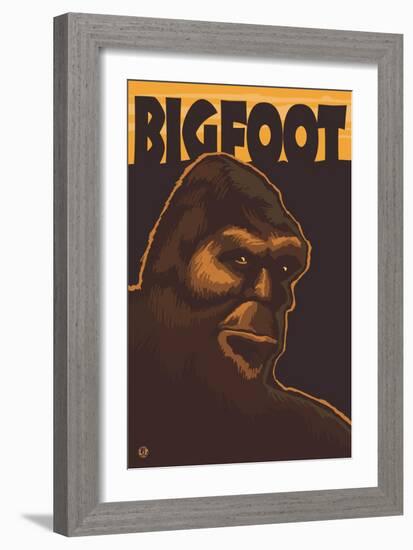 Bigfoot Face-Lantern Press-Framed Art Print