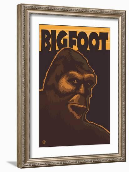 Bigfoot Face-Lantern Press-Framed Premium Giclee Print