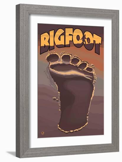 Bigfoot Footprint-Lantern Press-Framed Art Print