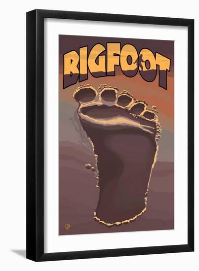 Bigfoot Footprint-Lantern Press-Framed Art Print