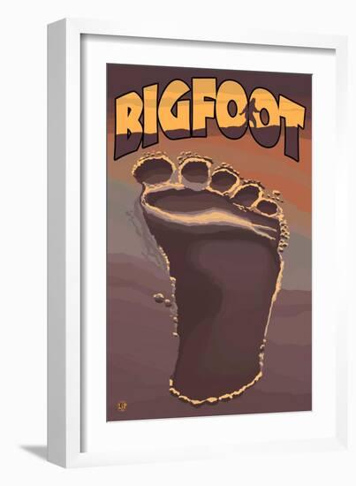 Bigfoot Footprint-Lantern Press-Framed Art Print