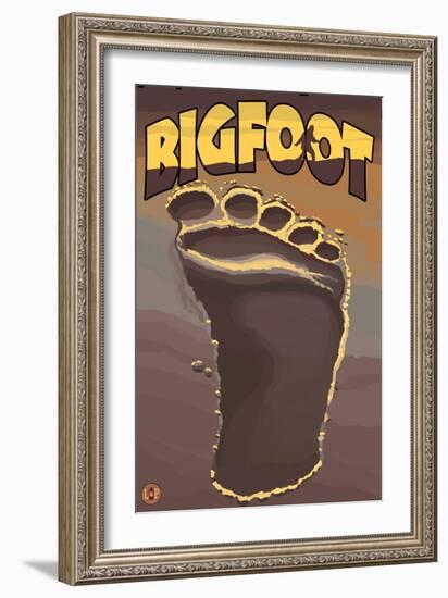 Bigfoot Footprint-Lantern Press-Framed Art Print