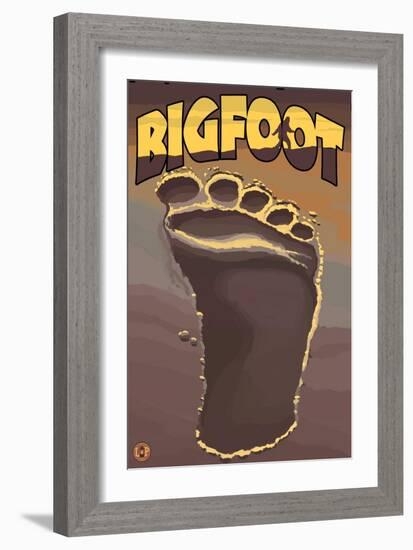 Bigfoot Footprint-Lantern Press-Framed Art Print