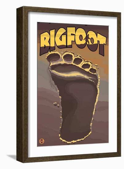 Bigfoot Footprint-Lantern Press-Framed Art Print