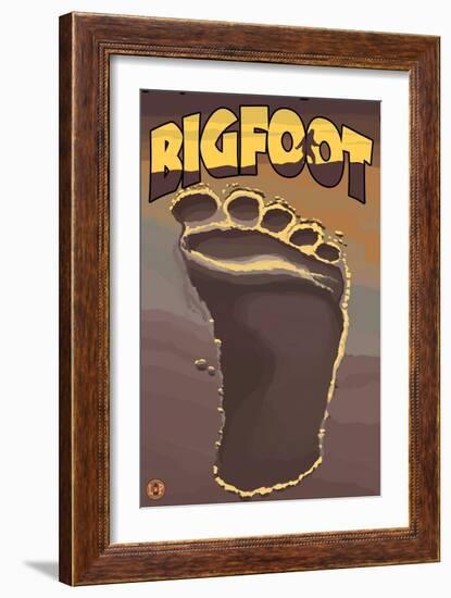 Bigfoot Footprint-Lantern Press-Framed Art Print