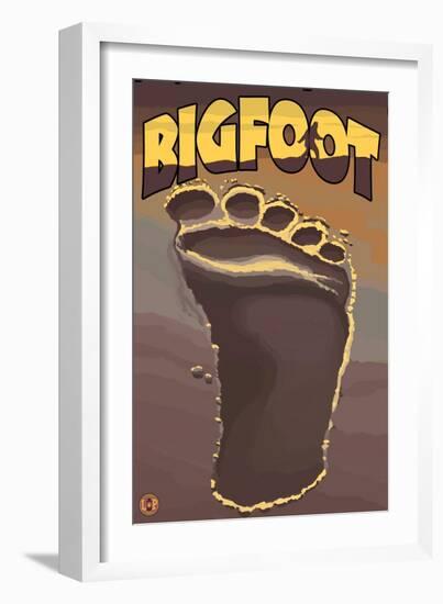 Bigfoot Footprint-Lantern Press-Framed Art Print