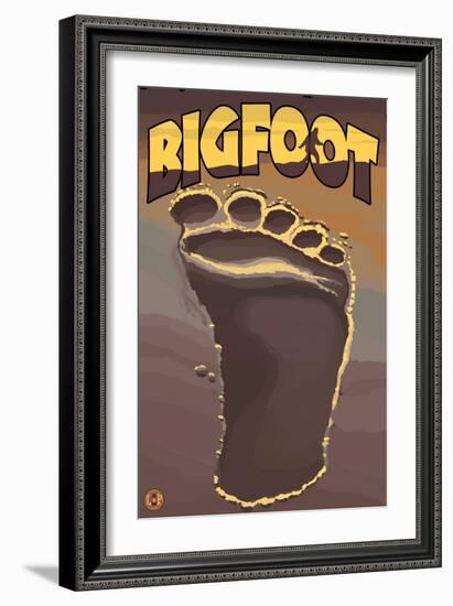 Bigfoot Footprint-Lantern Press-Framed Art Print