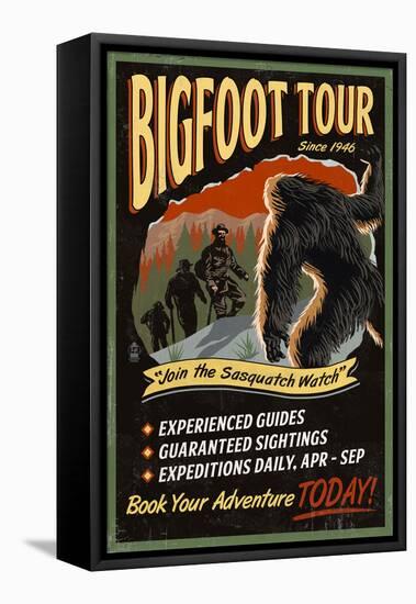 Bigfoot Tours - Vintage Sign (#2)-Lantern Press-Framed Stretched Canvas
