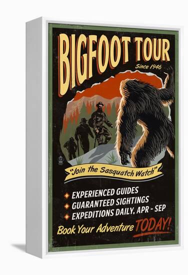 Bigfoot Tours - Vintage Sign (#2)-Lantern Press-Framed Stretched Canvas