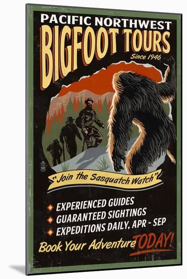 Bigfoot Tours - Vintage Sign-Lantern Press-Mounted Art Print