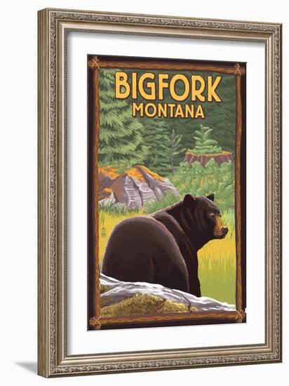 Bigfork, Montana - Bear in Forest-Lantern Press-Framed Art Print