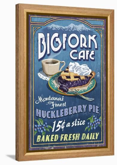 Bigfork, Montana - Huckleberry Pie Sign-Lantern Press-Framed Stretched Canvas