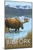 Bigfork, Montana - Moose and Lake-Lantern Press-Mounted Art Print