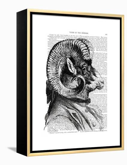 Bighorn Sheep in Suit-Fab Funky-Framed Stretched Canvas