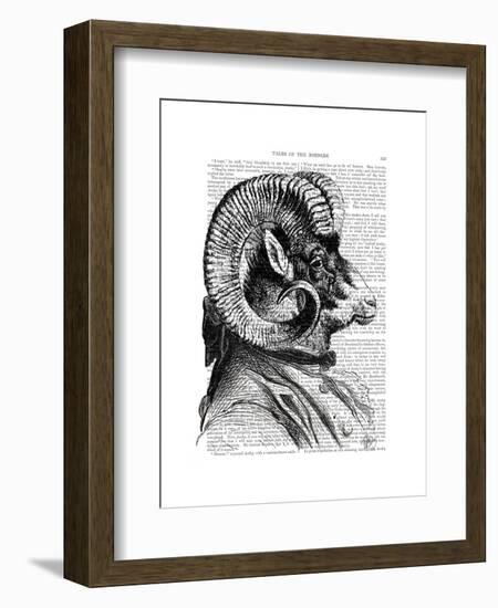 Bighorn Sheep in Suit-Fab Funky-Framed Art Print